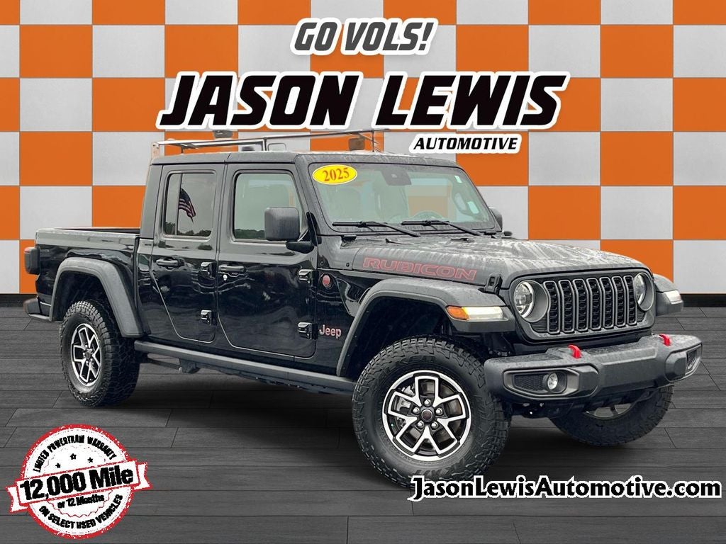2025 Jeep Gladiator Rubicon in Black Clearcoat — front three-quarter view