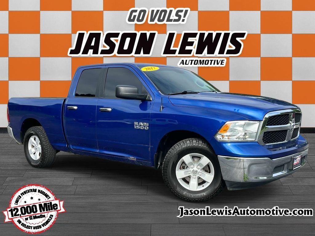 2017 RAM 1500 SLT in Blue Streak — front three-quarter view