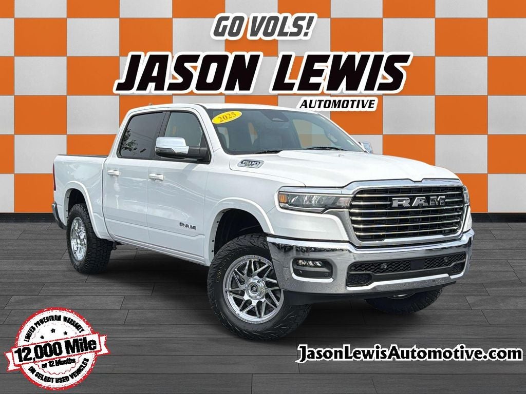 2025 RAM 1500 Laramie in Bright White Clearcoat — front three-quarter view