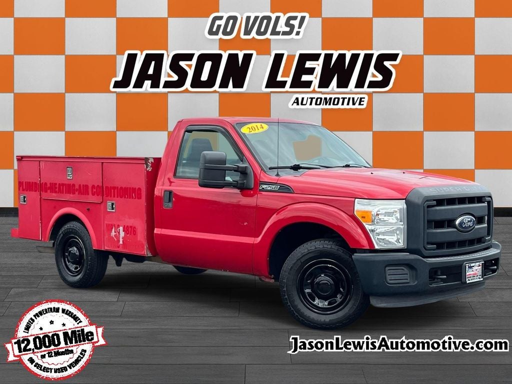 2014 Ford F-250SD XL in Vermillion Red — front three-quarter view