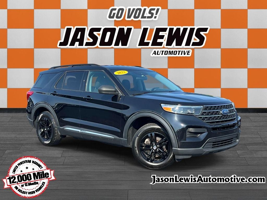 2022 Ford Explorer XLT in Black Metallic — front three-quarter view