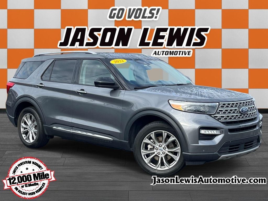 2022 Ford Explorer Limited in Gray Metallic — front three-quarter view