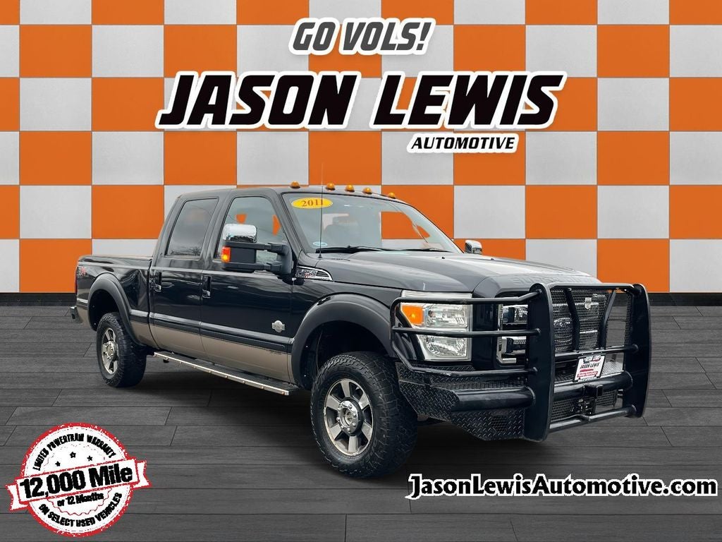 2011 Ford F-250SD Lariat in Tuxedo Black — front three-quarter view