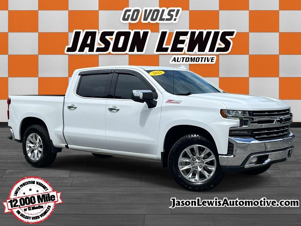 2021 Chevrolet Silverado 1500 LTZ in Summit White — front three-quarter view