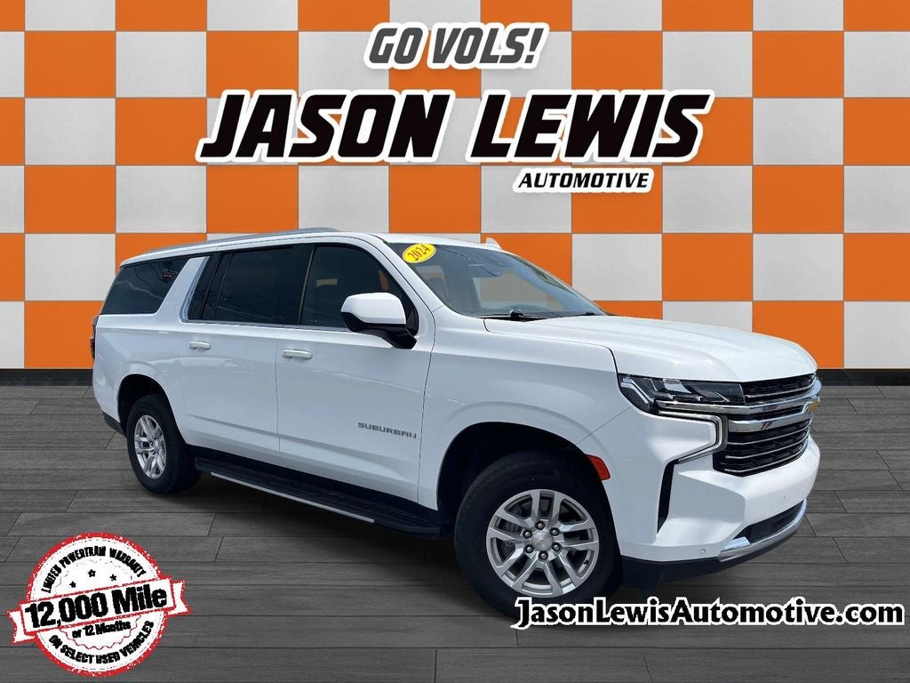 2024 Chevrolet Suburban LT in Summit White — front three-quarter view