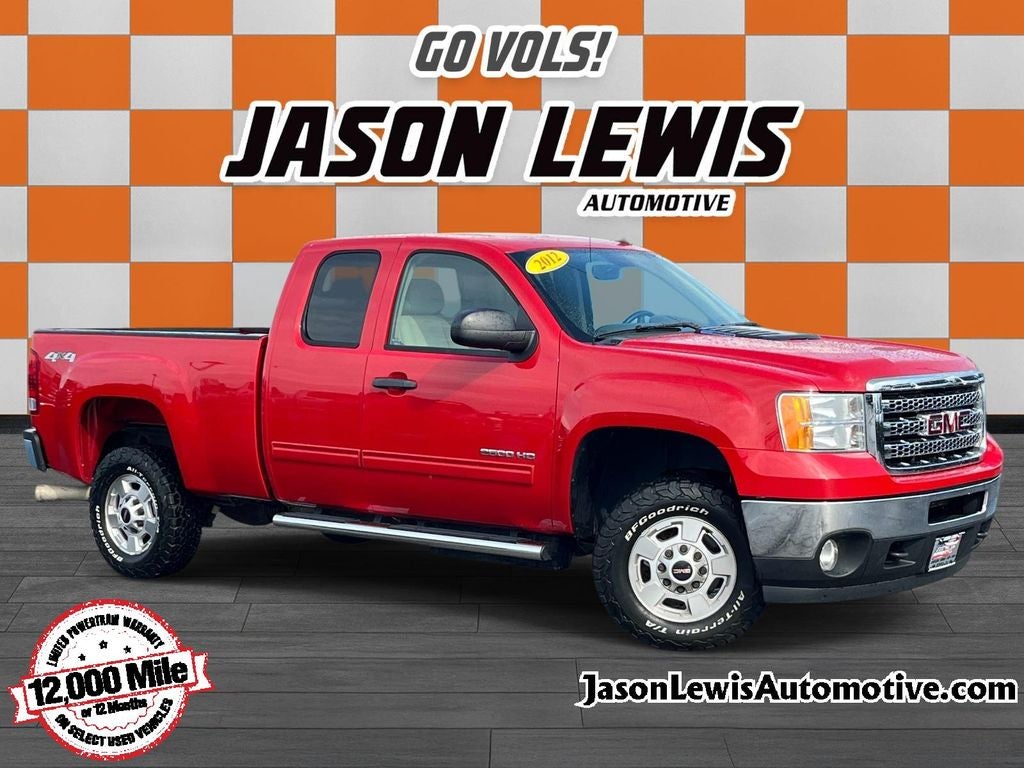 2012 GMC Sierra 2500HD SLE in Fire Red — front three-quarter view