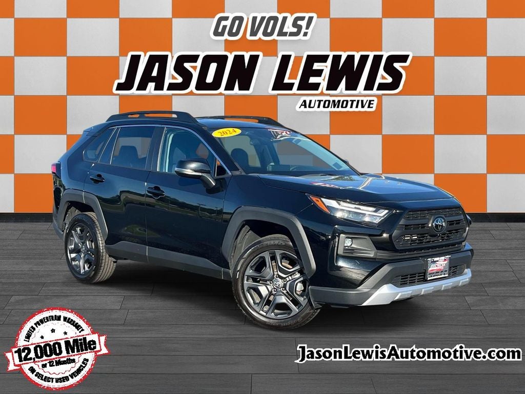 2024 Toyota RAV4 Adventure in Midnight Black Metallic — front three-quarter view