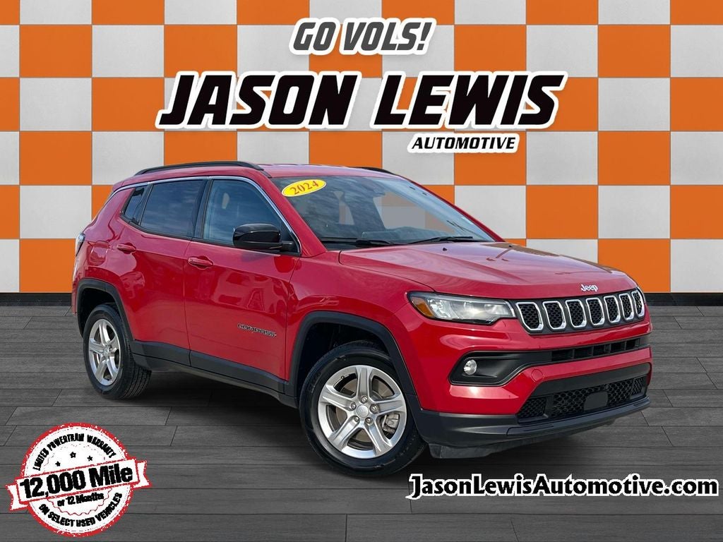 2024 Jeep Compass Latitude in Red Hot Pearlcoat — front three-quarter view