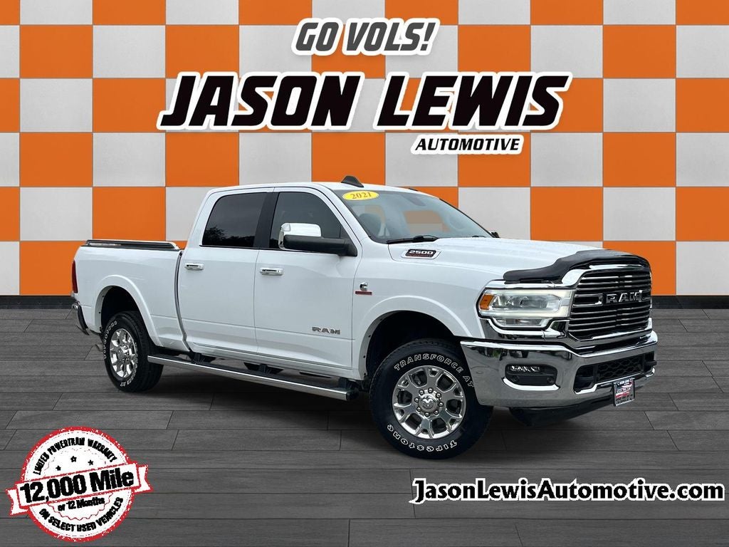 2021 RAM 2500 Laramie in Bright White Clearcoat — front three-quarter view