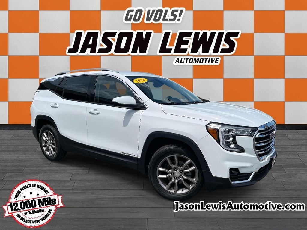 2024 GMC Terrain SLT in Summit White — front three-quarter view