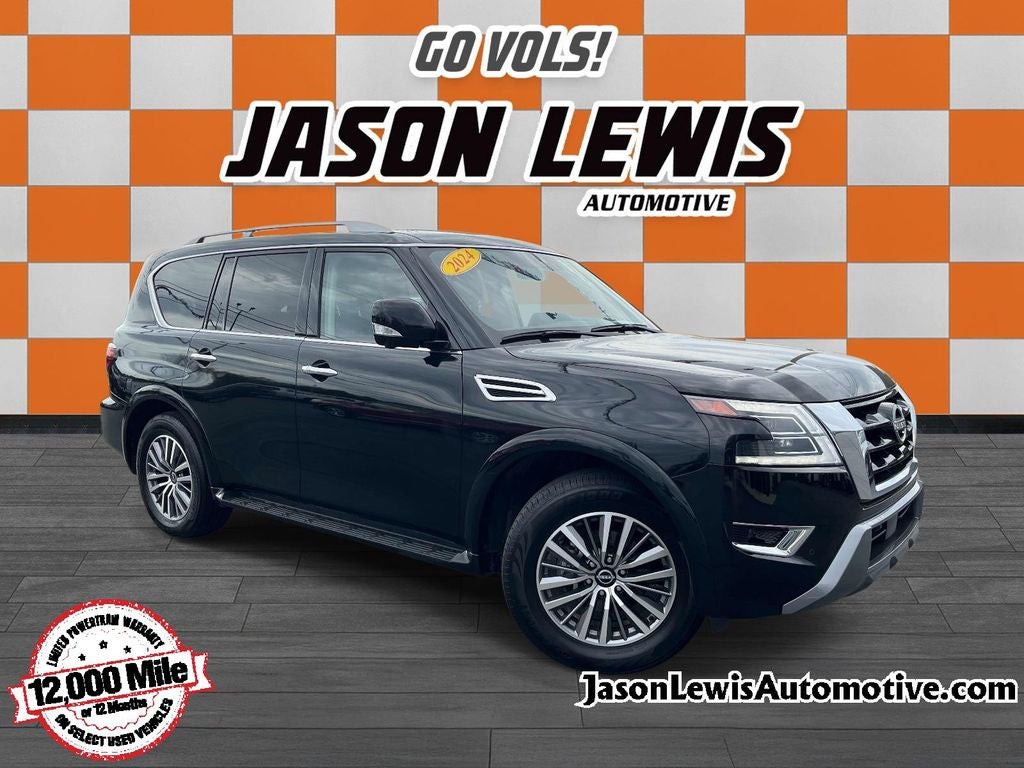 2024 Nissan Armada SL in Super Black — front three-quarter view