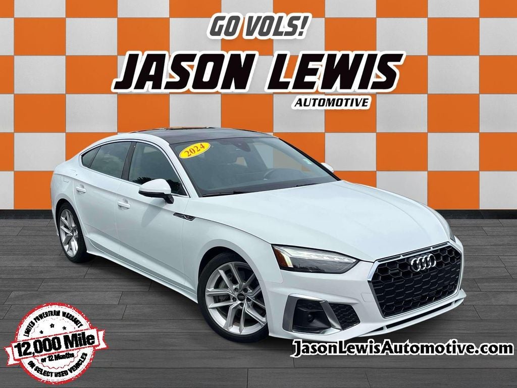 2024 Audi A5 Sportback 45 S line Premium Plus quattro in Arkona White — front three-quarter view